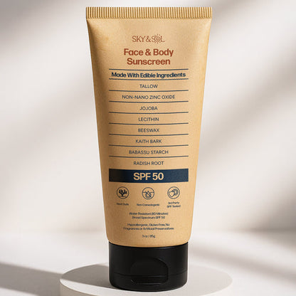 Mineral Sunscreen SPF 50 | With Grass-Fed Tallow & Zinc Oxide | Non-Greasy Formula for Face & Body | Made Without Reef-Harming UV Filters | 3 oz (85 g)