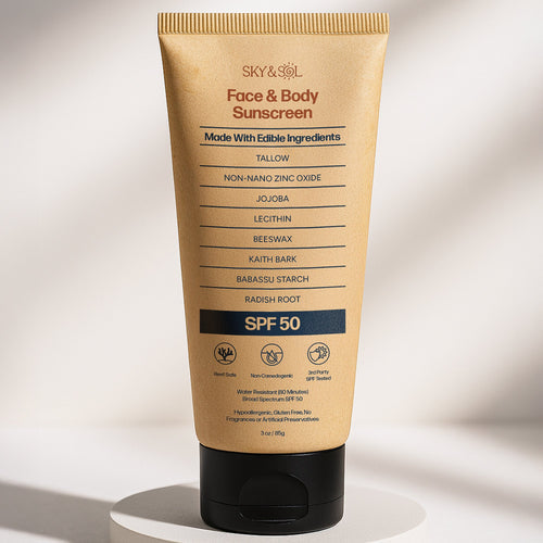 Mineral Sunscreen SPF 50 | With Grass-Fed Tallow & Zinc Oxide | Non-Greasy Formula for Face & Body | Made Without Reef-Harming UV Filters | 3 oz (85 g)